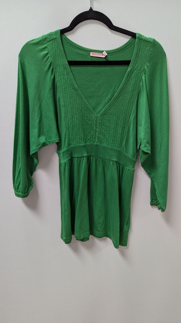 Juicy Couture Kelly Green Bohemian Babydoll Peasant Blouse