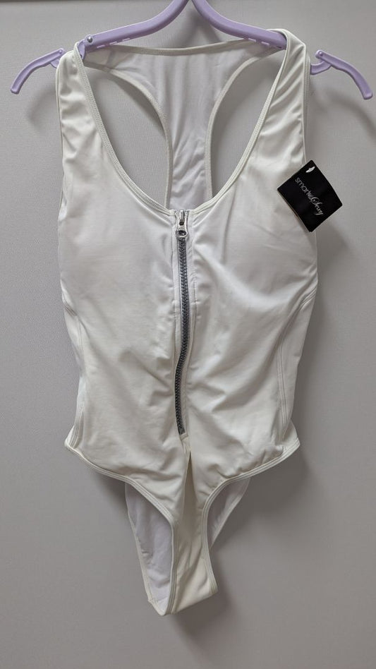 Smart & Sexy White Zip-Up One-Piece Swimsuit