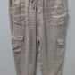 Nicole Miller NY Khaki Linen Cargo Jogger Casual Pants