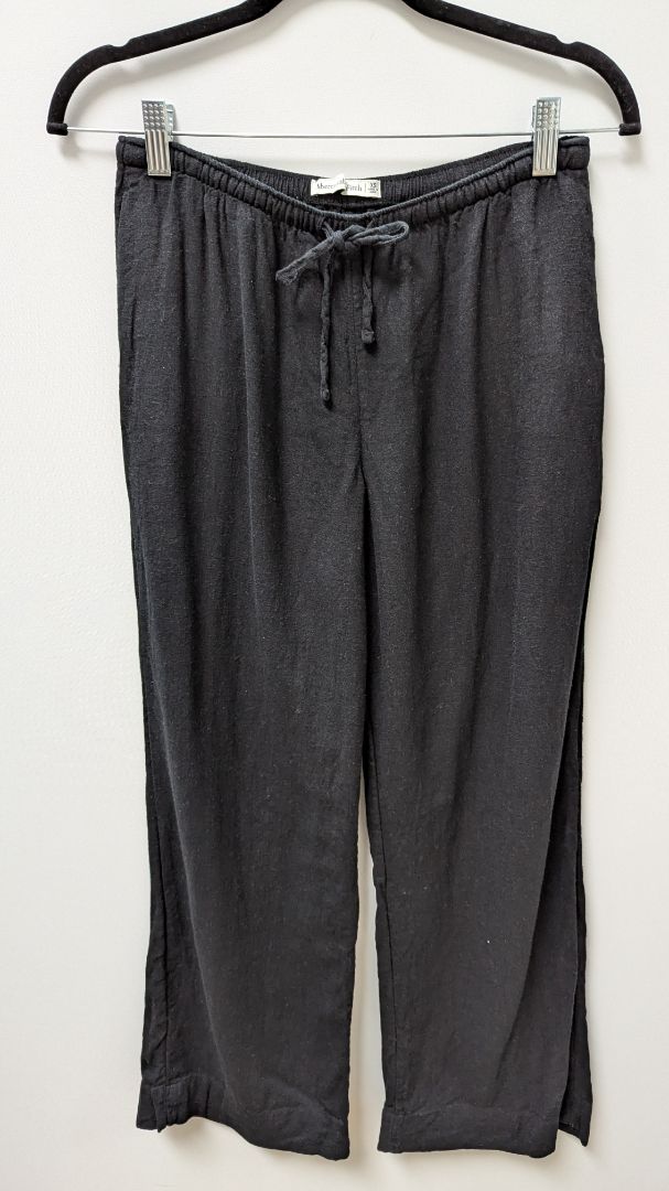 Abercrombie & Fitch Black Linen-Blend Casual Pants