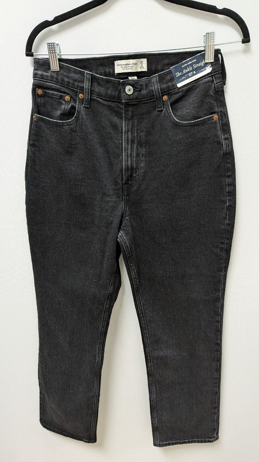 Abercrombie & Fitch Faded Black Ultra High-Rise Ankle Straight Jeans