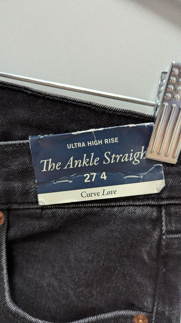 Abercrombie & Fitch Faded Black Ultra High-Rise Ankle Straight Jeans
