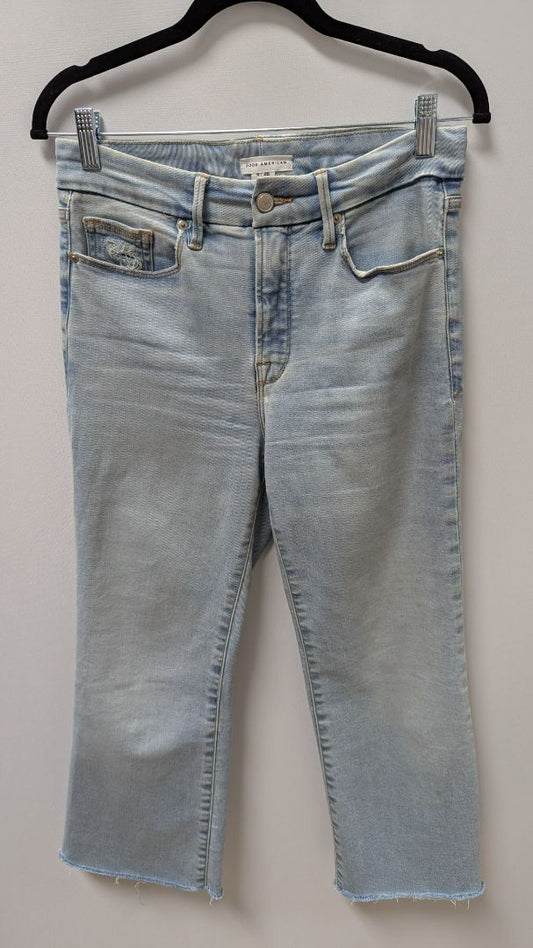 Good American Light Wash Crop Mini Bootcut Jeans