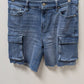 DKNY Jeans Medium Wash Raw Hem Denim Cargo Shorts