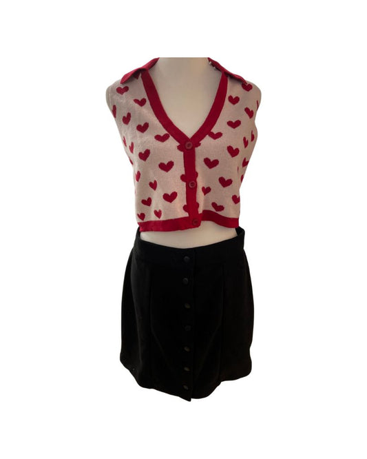 Papaya Red and White Heart Halter Crop