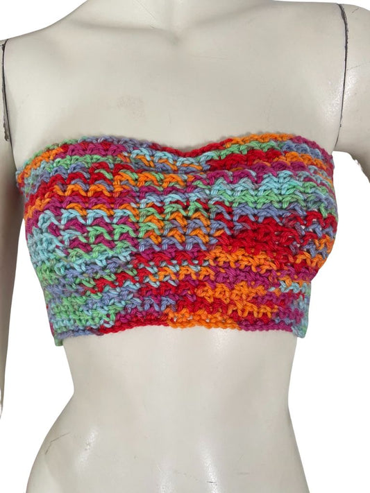 Recycled Threads Crochet Multicolor Strapless Bralette