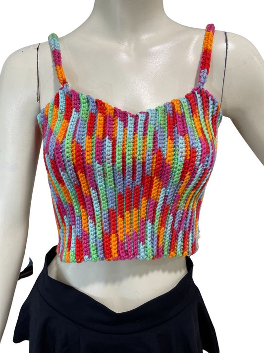 Recycled Threads Crochet Multicolor Crop Top