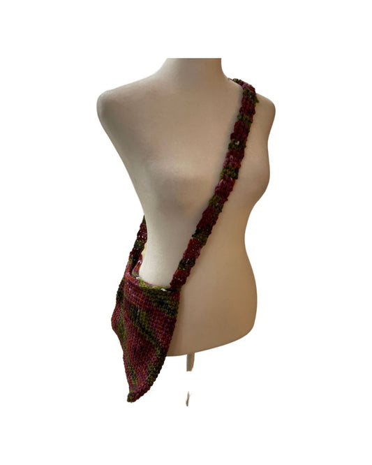 Recycled Threads Fall Colors Crochet Crossbody Bag
