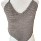Recycled Threads Grey Crochet Halter Crop Top