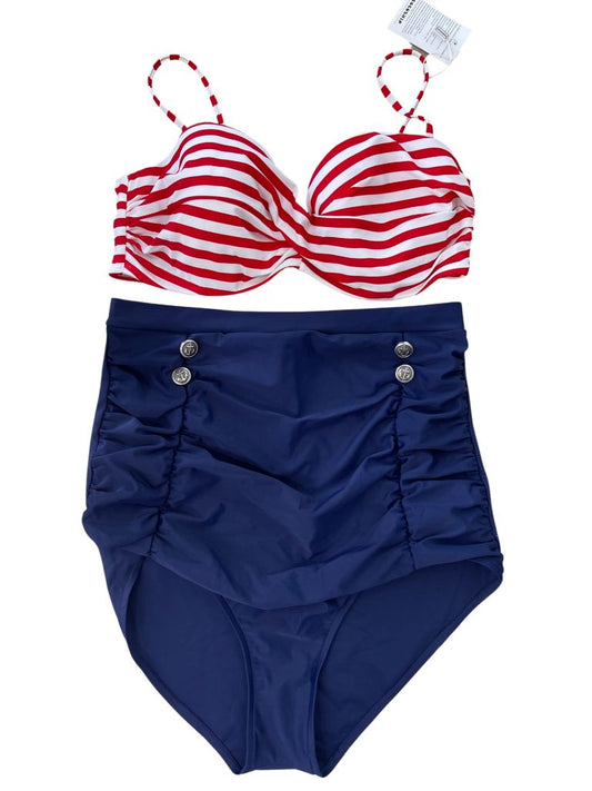 Cocoship Red/White/Blue Nautical Swim Two-Piece