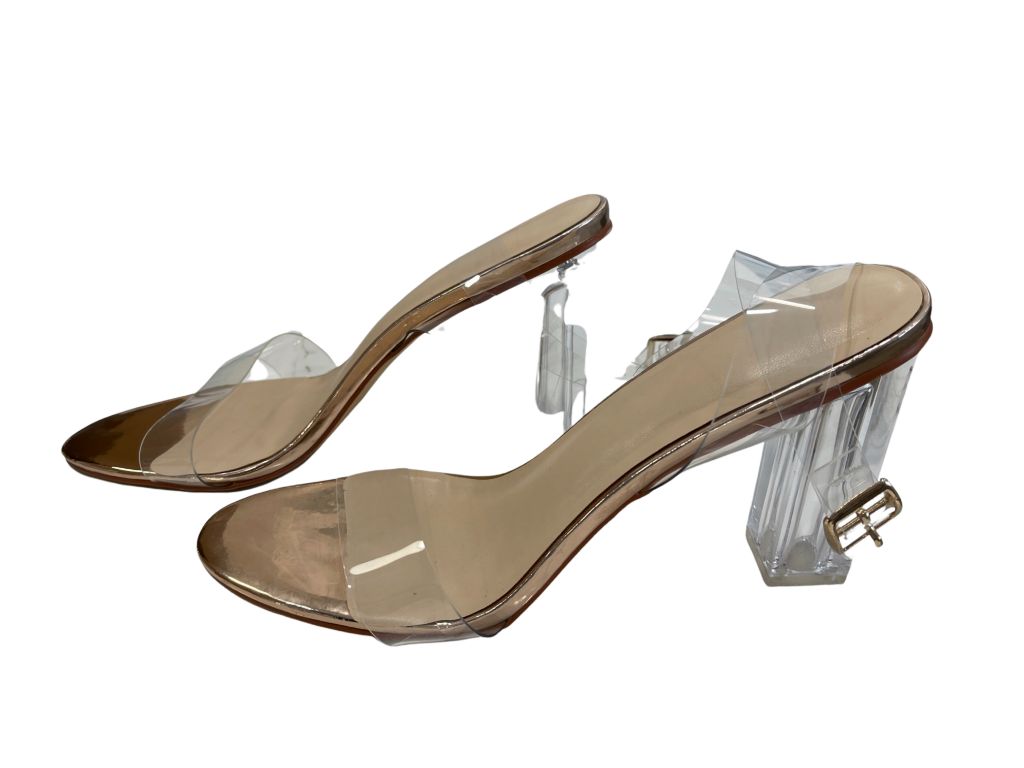 Richealnana Clear Chunky Heels with Ankle Strap