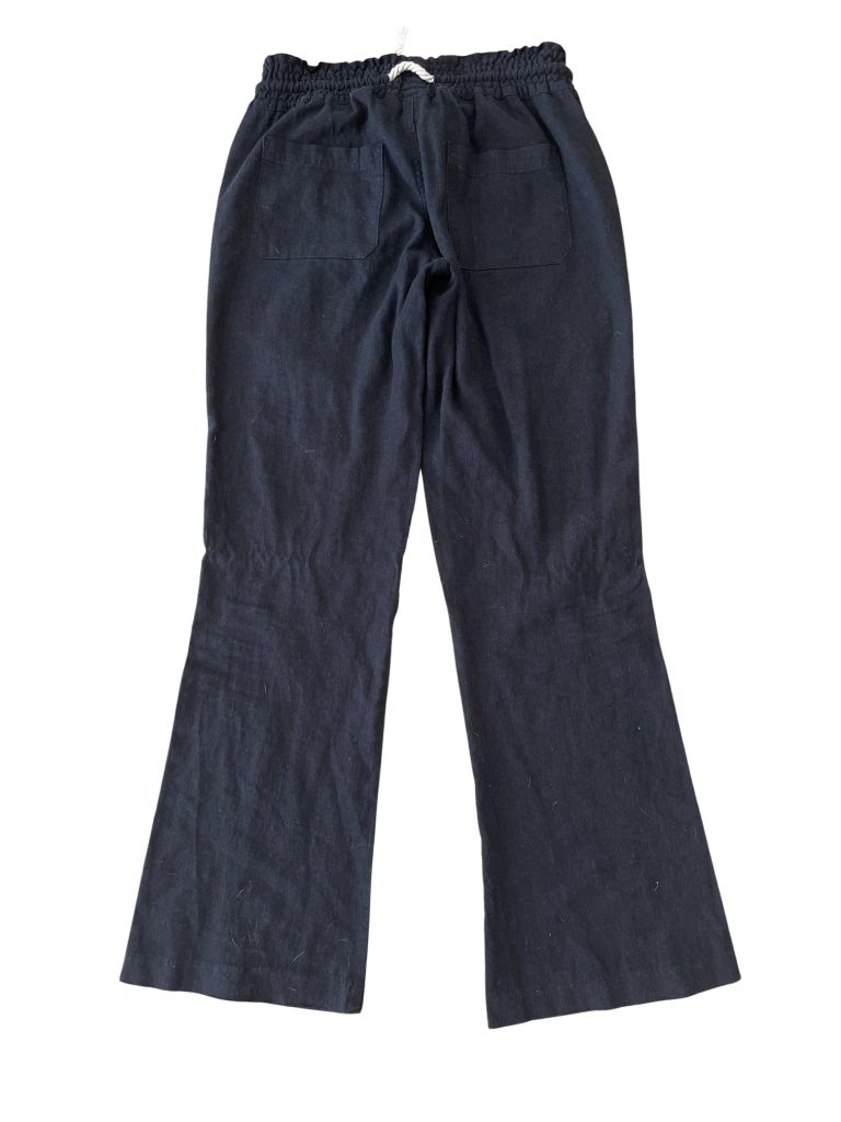 Roxy Oceanside Black Linen Elastic Waist Straight Leg Pants