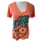 Sanrio Nerd Black Glasses Orange V-Neck Tee