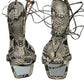 Schutz Snake Print Stiletto Lace Up Sandals