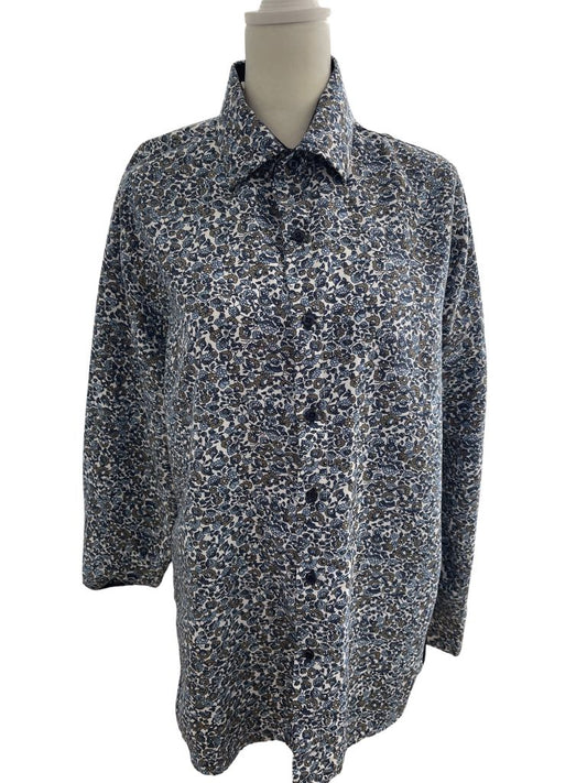 Silverstone Navy Floral Collection Button Up Top