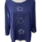 Solitaire Blue Peasant Top with 3/4 Sleeves