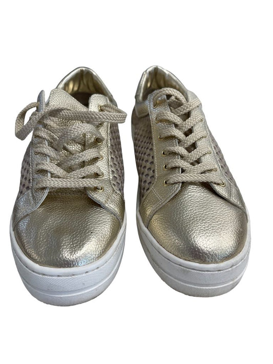 Steven Gold Lace Up Perforated Sneaker