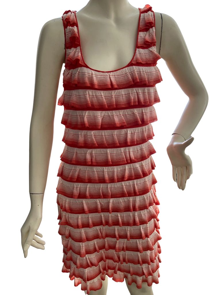 Studio M Rust Orange & Cream Tank Ruffled Dress