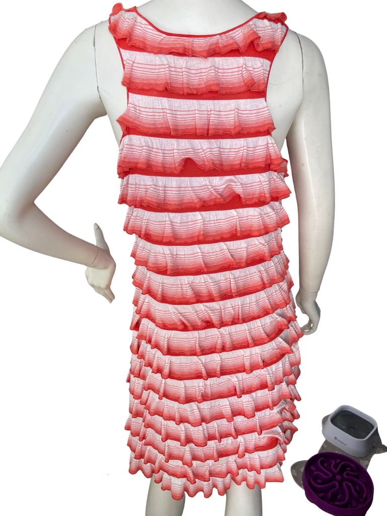 Studio M Rust Orange & Cream Tank Ruffled Dress