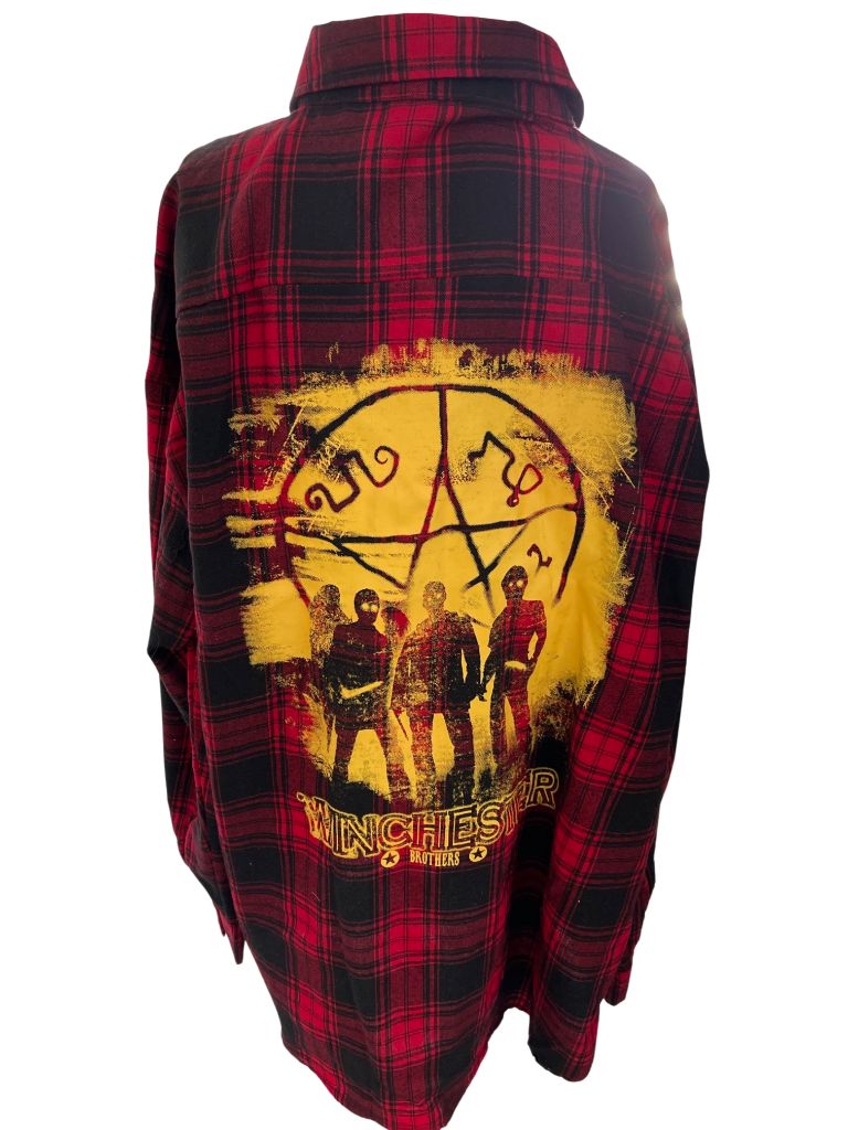 Supernatural Black/Red Plaid Button Up Long Sleeve Shirt