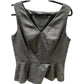 Tahari Black/Silver Textured Sleeveless Peplum Blouse