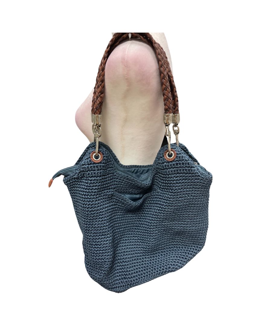 The Sak Blue 'Indio Crochet' Purse with Braided Strap