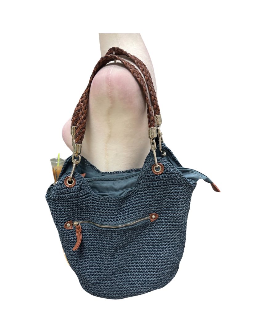 The Sak Blue 'Indio Crochet' Purse with Braided Strap