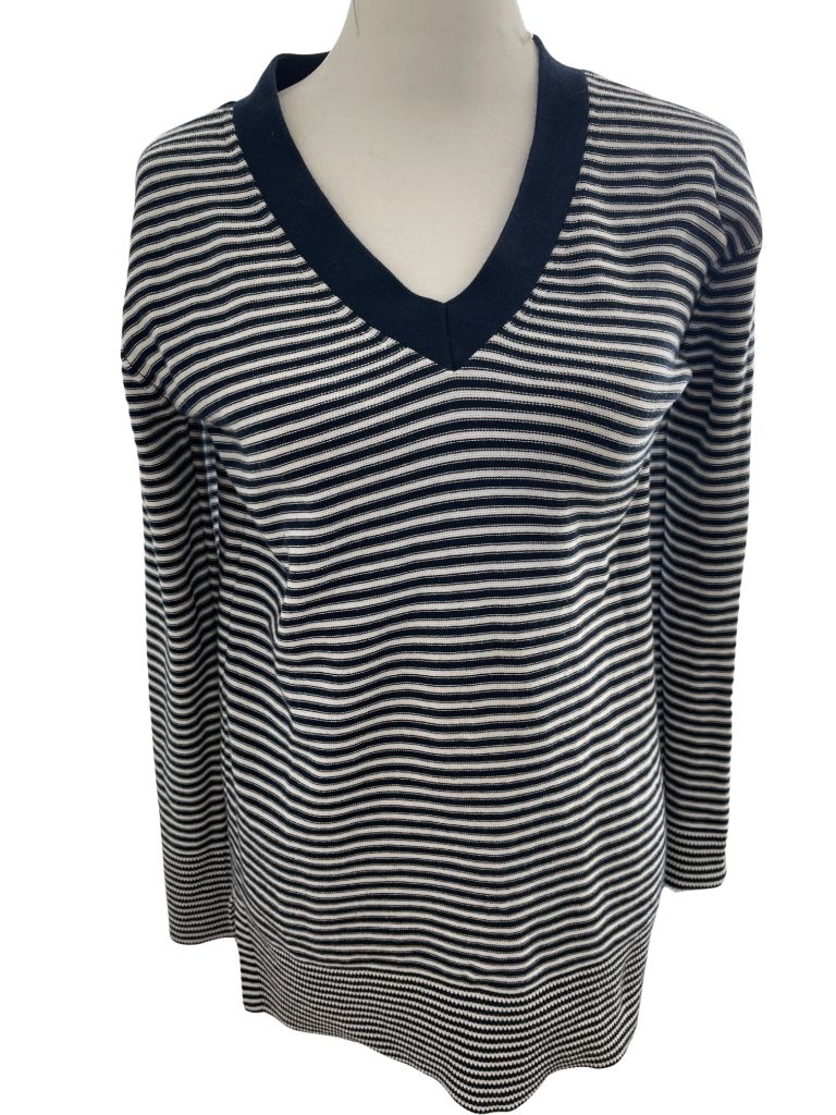 Tommy Hilfiger Blue/White Striped V Neck Pullover