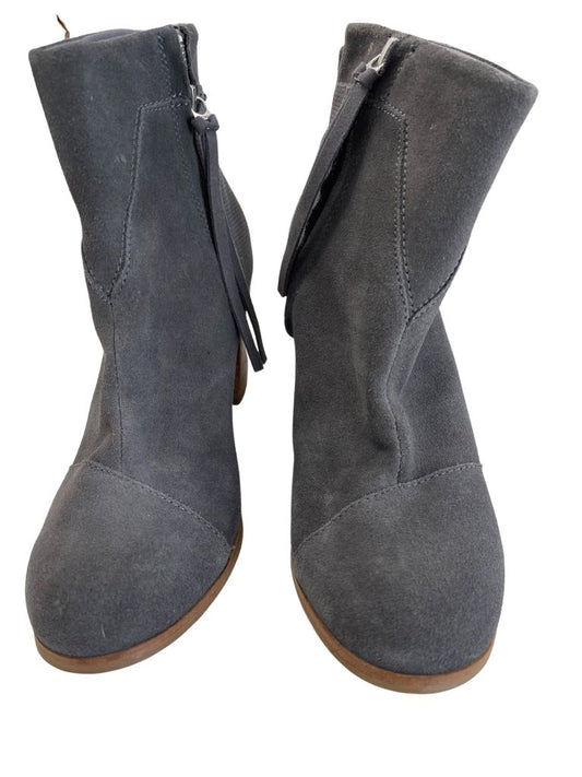 Toms Grey Chunky Heel Boots