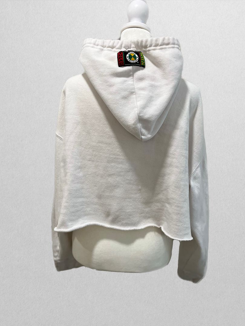 Tupac Shakur Cross Colours White Crop Hoodie