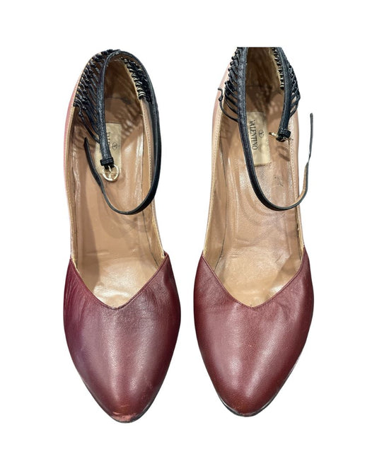 Valentino Brown/Maroon Leather Heels