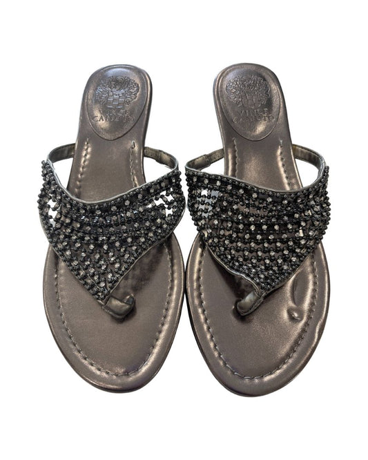 Vince Camuto Silver Thong Sandals with Crystals