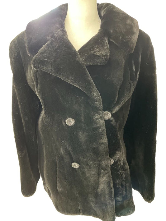 Skaidrite Pastors Vintage Black Sheared Beaver Fur Coat