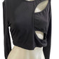 WDIRARA Black Long Sleeve Crop Top