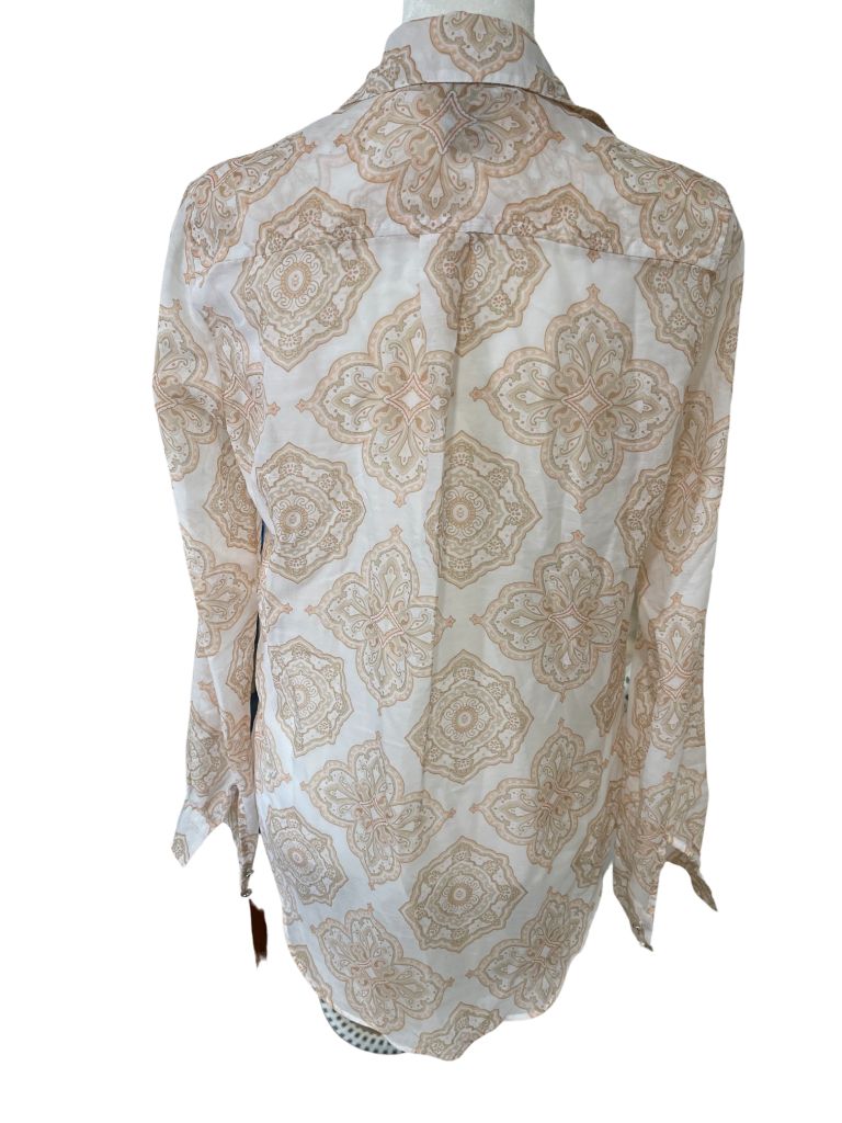 White House Black Market Pink/White Paisley Sheer Blouse