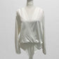 WDIRARA White Bodysuit V Neck Long Sleeve