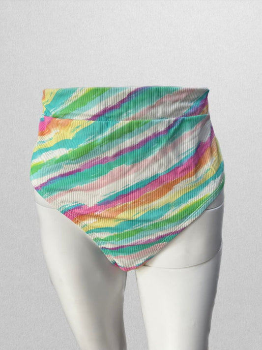 Xhilaration Pastel Stripes High-Waisted Swim Bottom (3X)