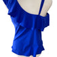 Yonique Blue One Shoulder Ruffled Swim Top