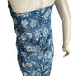 Zara Blue and White Floral Textured Strapless Dress