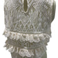 Zara White Sleeveless Ruffled Lace Crop Top