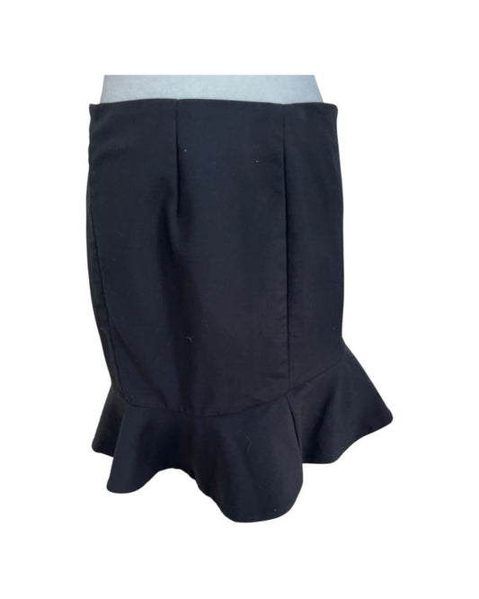Zara Woman Black Knee Length Skirt with Ruffled Bottom