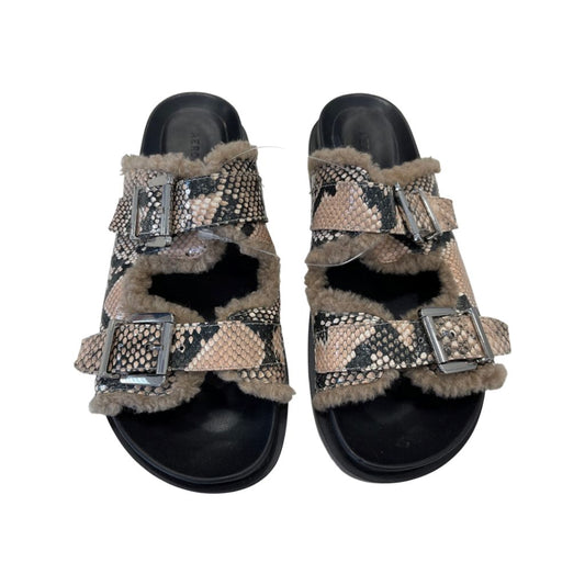 Aerosoles Snake Print Sherpa Slide Sandals