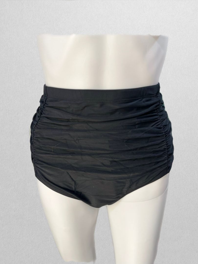 Black High Waist Swim Bottom with Side Ruching