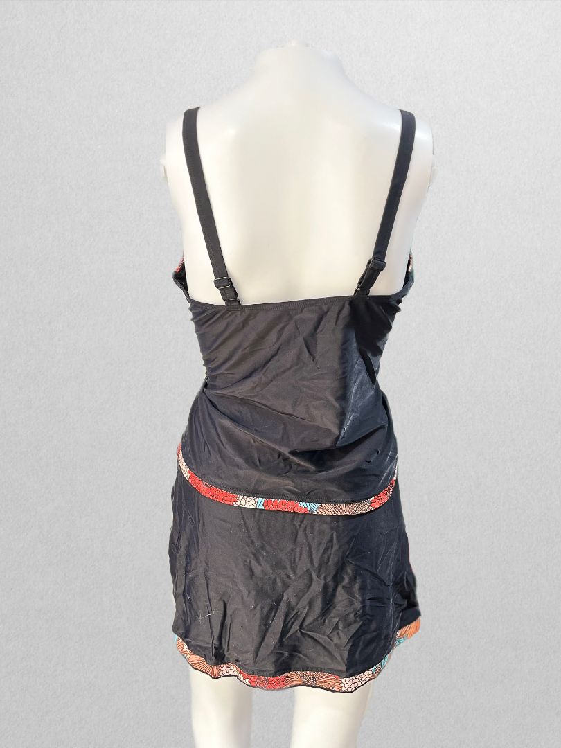 Black Swim Skirt with Floral Band
