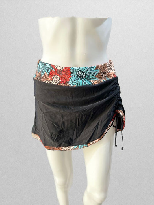 Black Swim Skirt with Floral Band