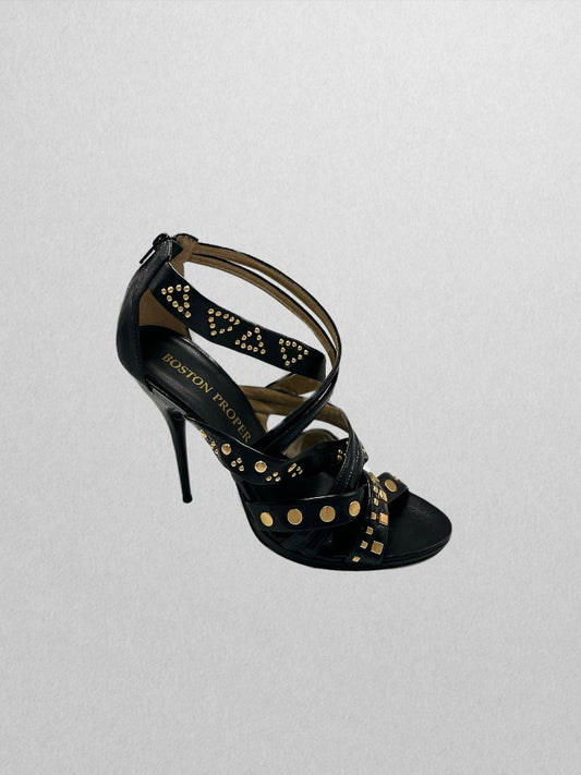 Boston Proper Black/Gold Studded Heels