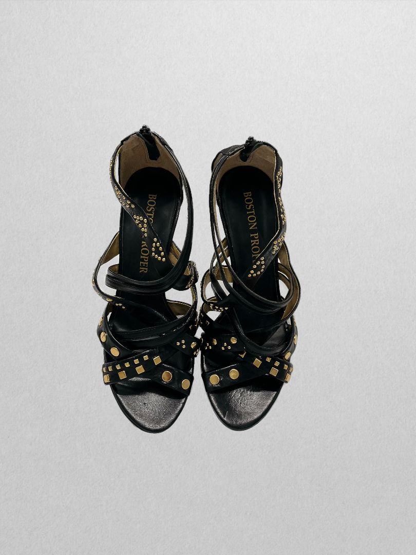 Boston Proper Black/Gold Studded Heels