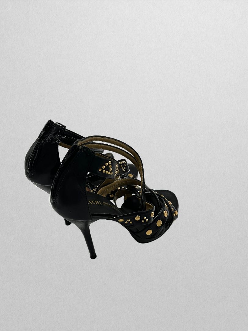 Boston Proper Black/Gold Studded Heels