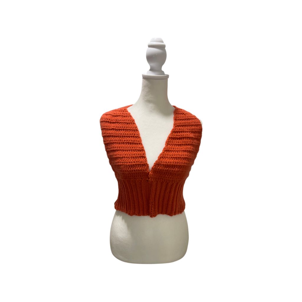 Recycled Threads Rust Orange Crochet Halter Top