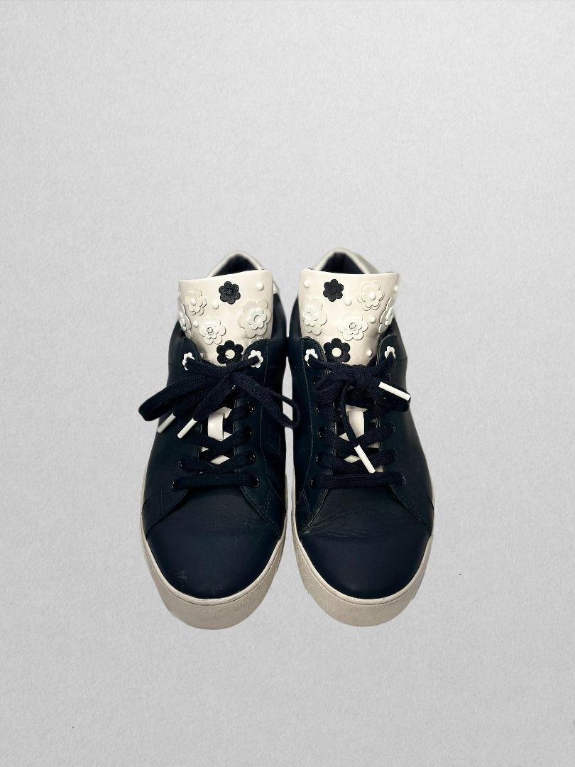 Michael Kors Black Fashion Sneaker with White/Black Flowers